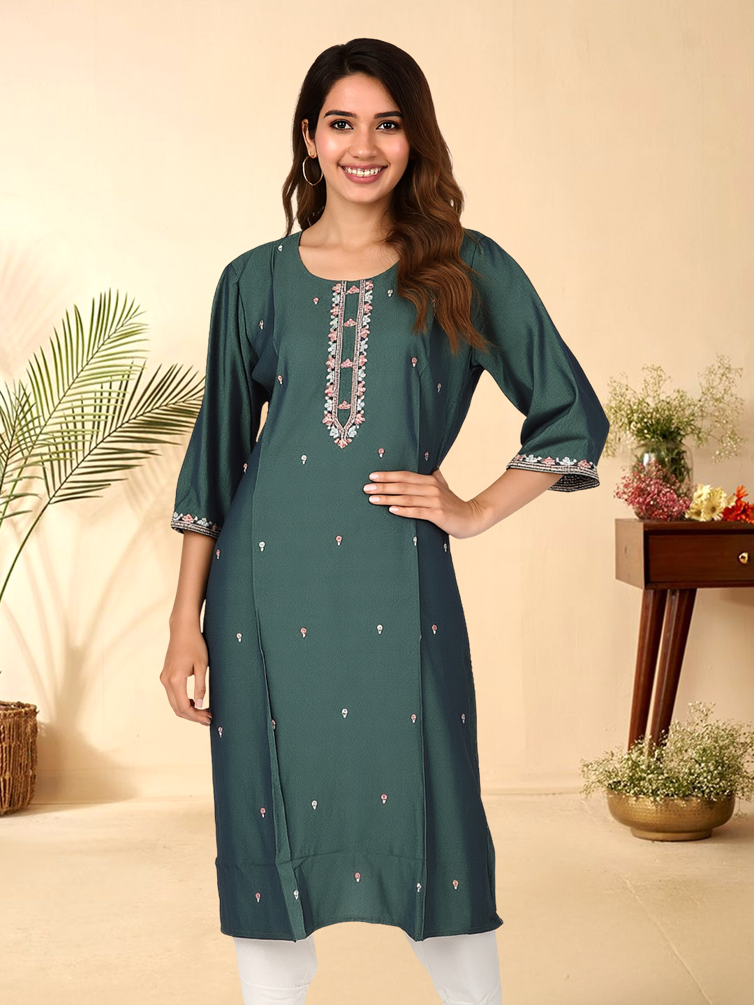 Picture of Stunning Floral Embroidered Kurta